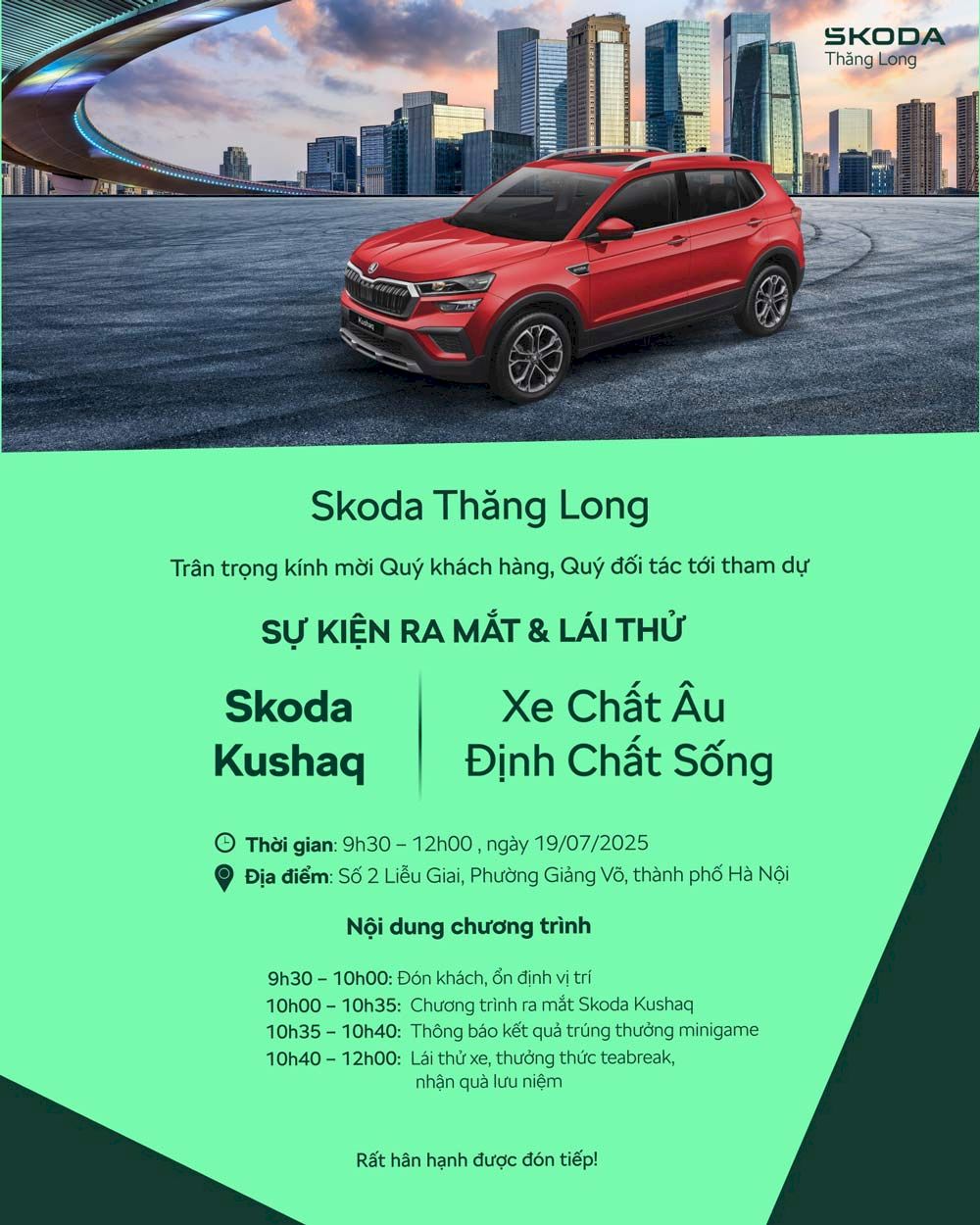 CH&Iacute;NH THỨC RA MẮT SKODA KUSHAQ &ndash; CHIẾN BINH Đ&Ocirc; THỊ CH&Acirc;U &Acirc;U B&Ugrave;NG NỔ TẠI H&Agrave; NỘI