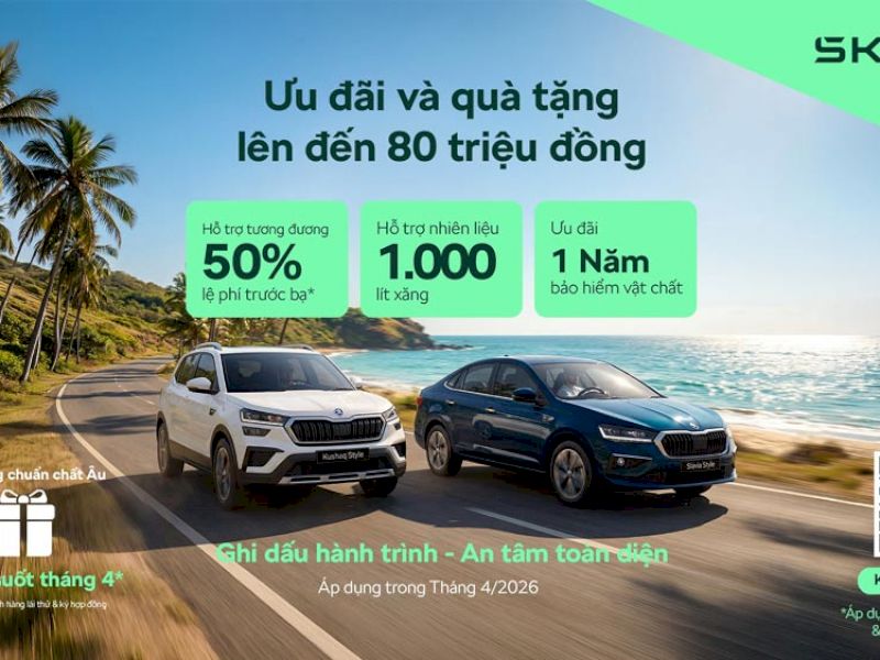 Giá xe Skoda tháng 4/2026: Slavia, Kushaq, Kodiaq, Karoq